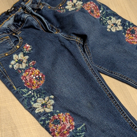 Miss Me Dark Blue Floral Embroidered Skinny Jeans - Picture 3 of 5